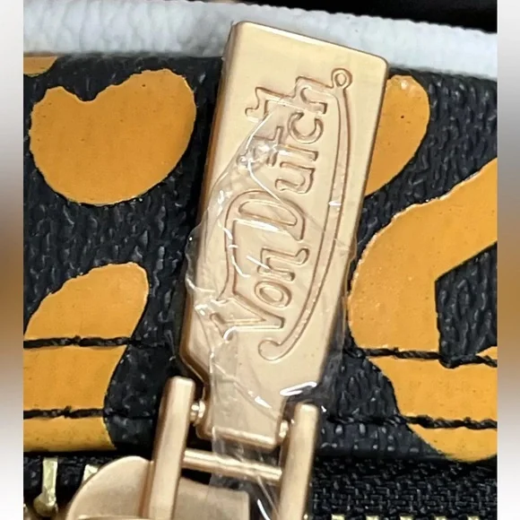 Von Dutch Orange/Apricot Crushblack Cheetah Small Bowling Bag/Purse/Hand Bag NEW - Picture 8 of 11